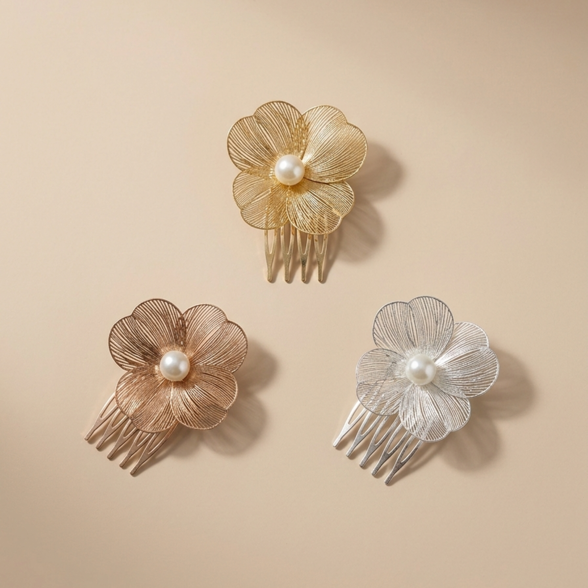 Pearl Petal Luxe Hair Clip Combo Of 3