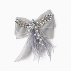 Elegant Pearl Feather Bow Hair Clip